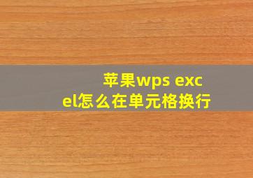 苹果wps excel怎么在单元格换行